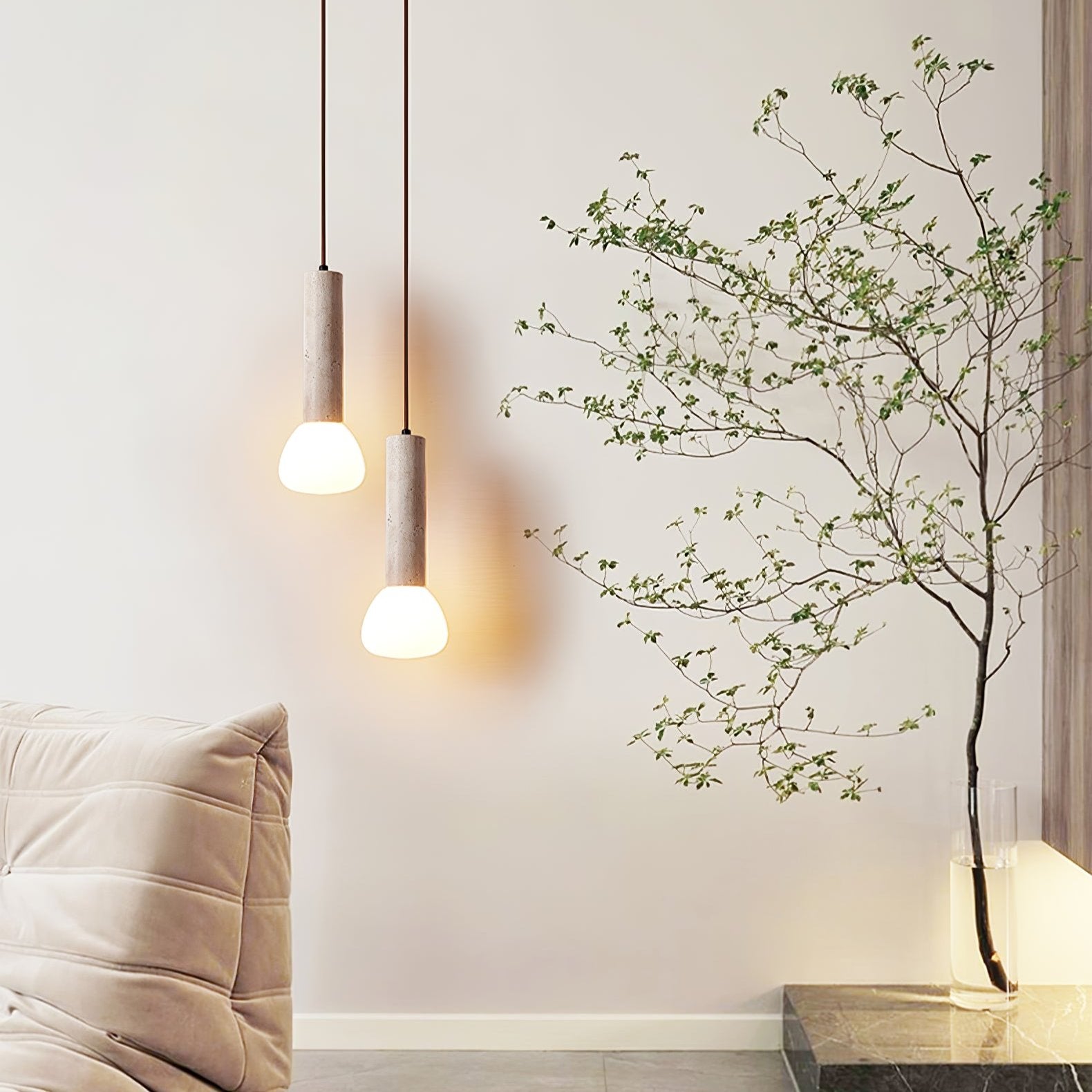 Beia Minimalist Travertine Pendant Light