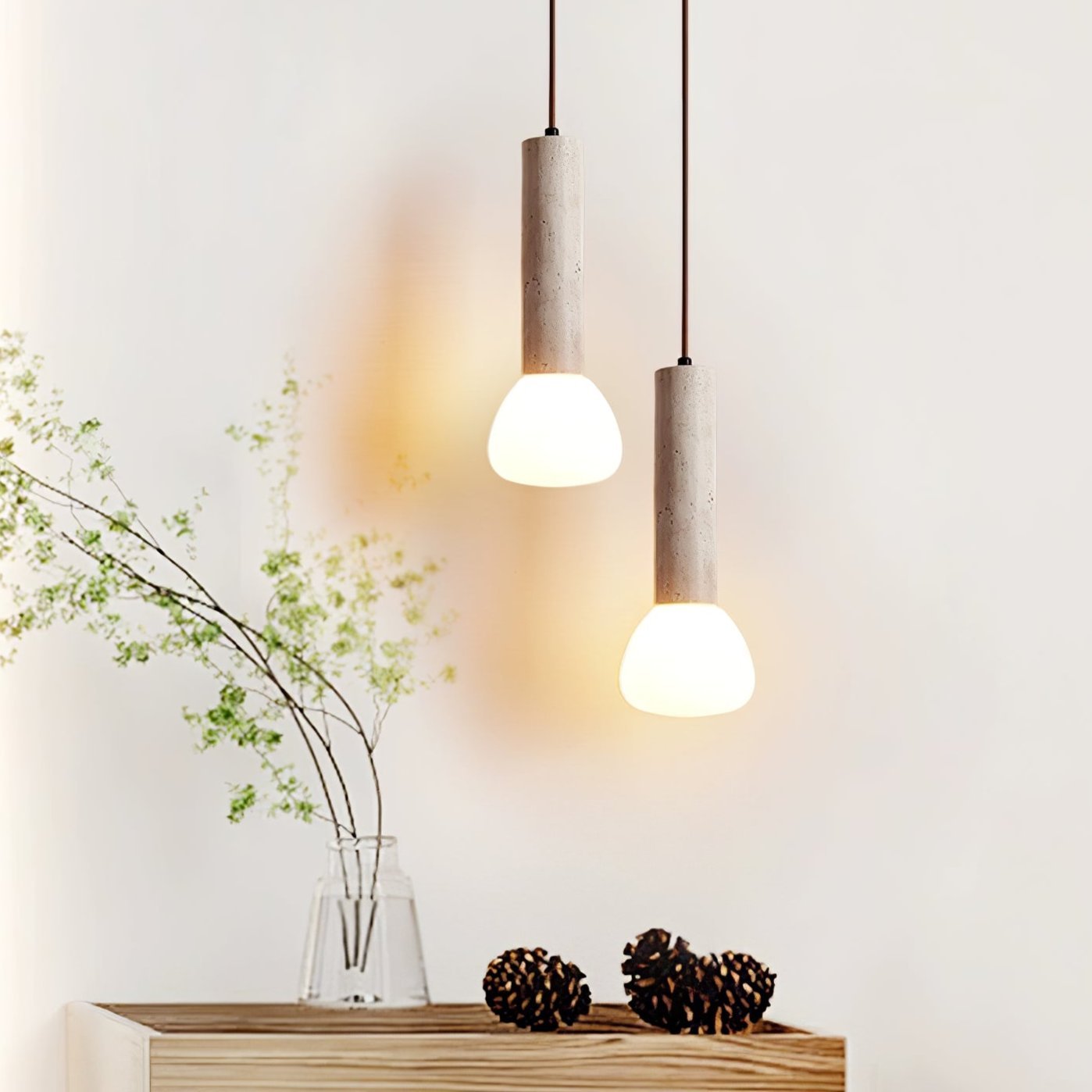 Beia Minimalist Travertine Pendant Light