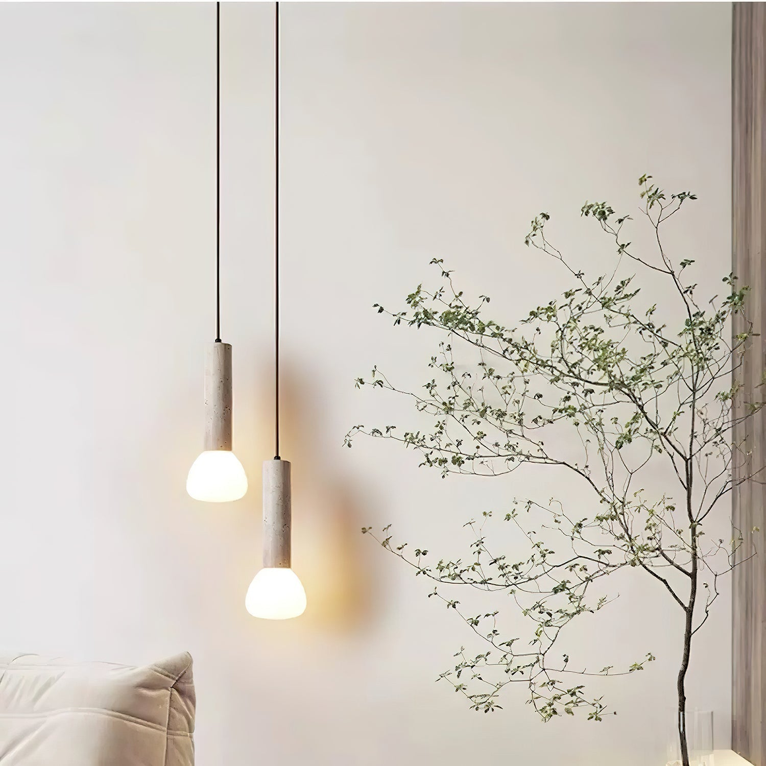 Beia Minimalist Travertine Pendant Light