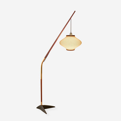 Ervenil Mid Century Wood & Glass Floor Lamp