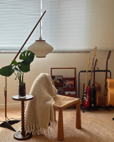 Ervenil Mid Century Wood & Glass Floor Lamp