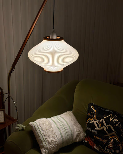 Ervenil Mid Century Wood & Glass Floor Lamp