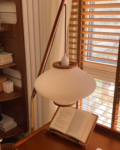 Ervenil Mid Century Wood & Glass Floor Lamp