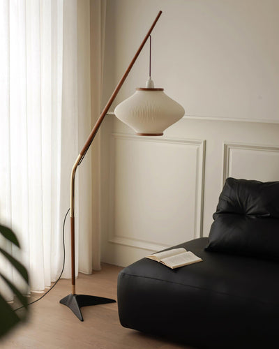 Ervenil Mid Century Wood & Glass Floor Lamp