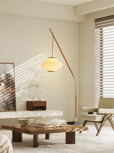 Ervenil Mid Century Wood & Glass Floor Lamp