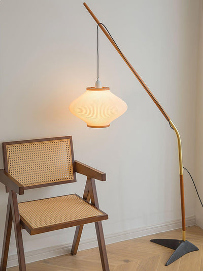 Ervenil Mid Century Wood & Glass Floor Lamp