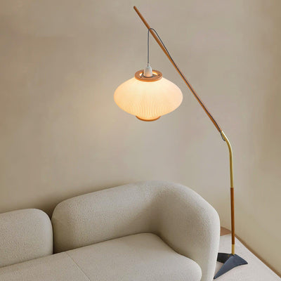 Ervenil Mid Century Wood & Glass Floor Lamp