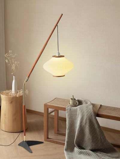 Ervenil Mid Century Wood & Glass Floor Lamp