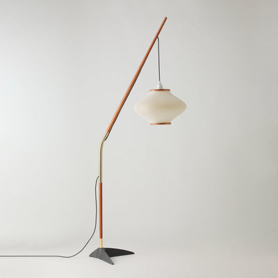 Ervenil Mid Century Wood & Glass Floor Lamp