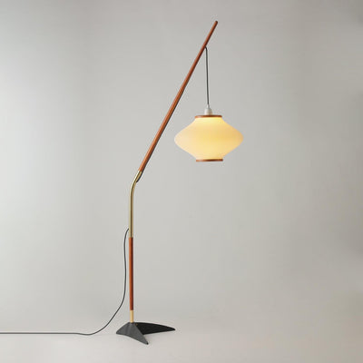 Ervenil Mid Century Wood & Glass Floor Lamp