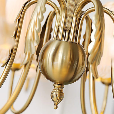 Faylin Vintage Brass Chandelier with Pleated Shades - Neutral Decor