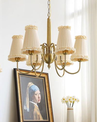 Faylin Vintage Brass Chandelier with Pleated Shades - Neutral Decor
