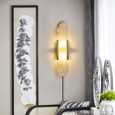 Bano Oblong Alabaster Plug Wall Light