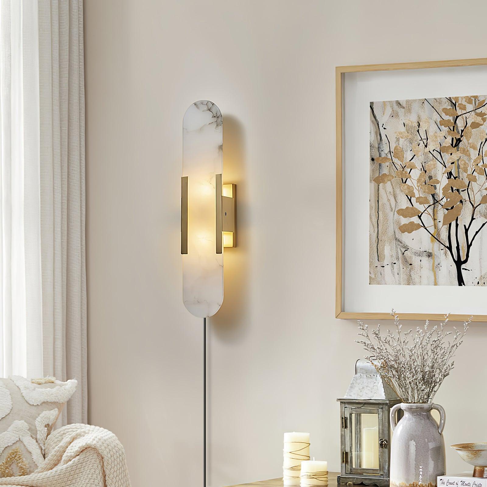 Bano Oblong Alabaster Plug Wall Light
