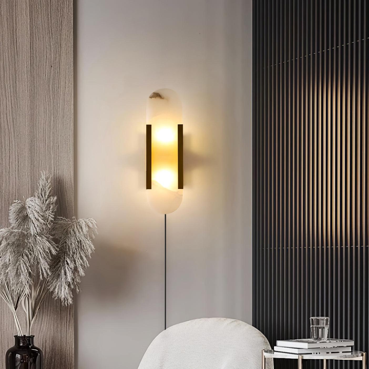 Bano Oblong Alabaster Plug Wall Light
