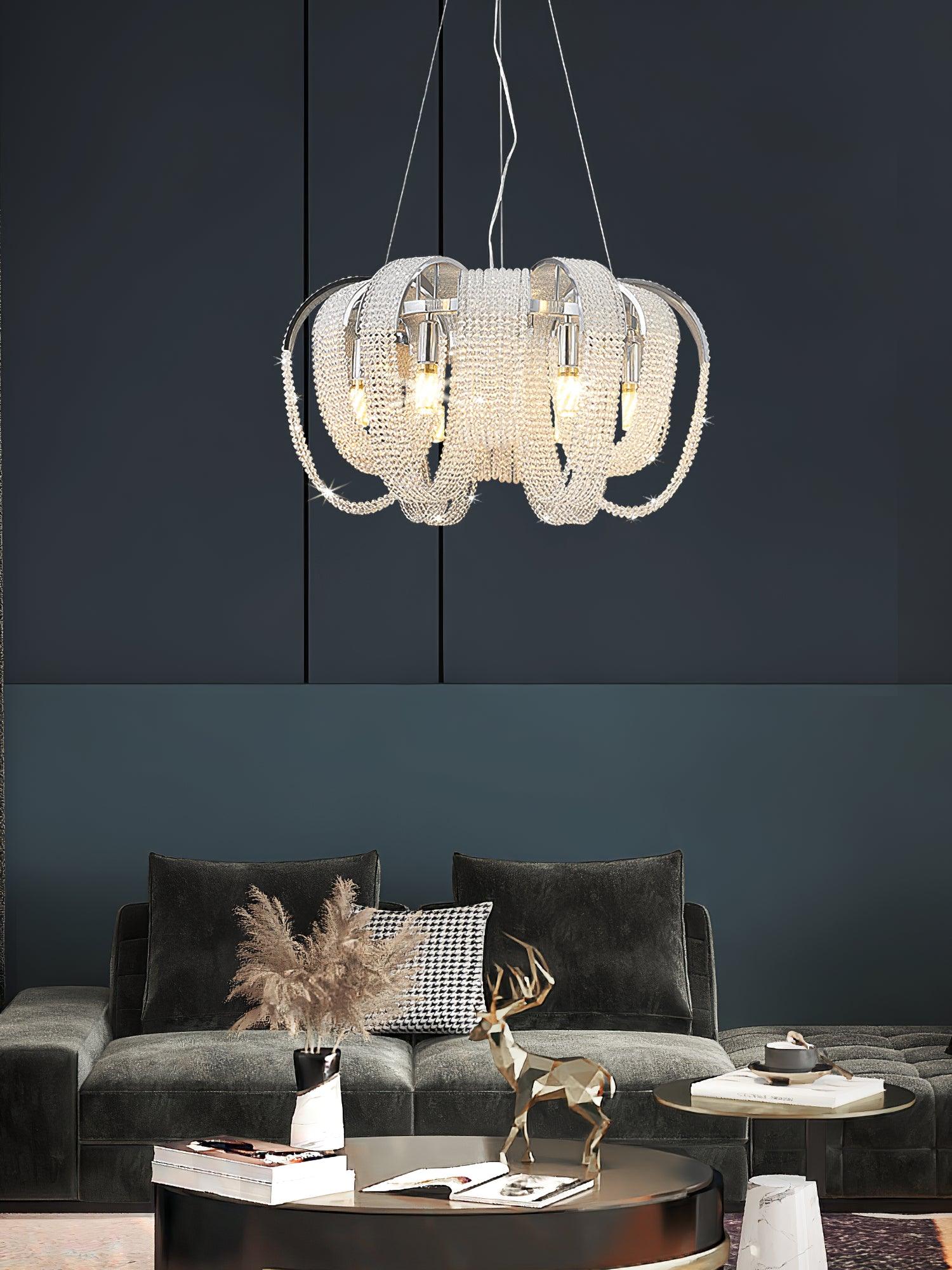 Siv Chandelier Mesh Crystal Gold Waterfall Sparkle