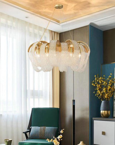 Siv Chandelier Mesh Crystal Gold Waterfall Sparkle