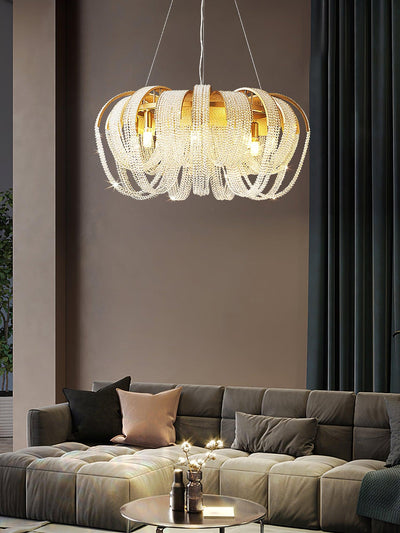 Siv Chandelier Mesh Crystal Gold Waterfall Sparkle