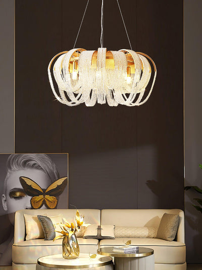 Siv Chandelier Mesh Crystal Gold Waterfall Sparkle