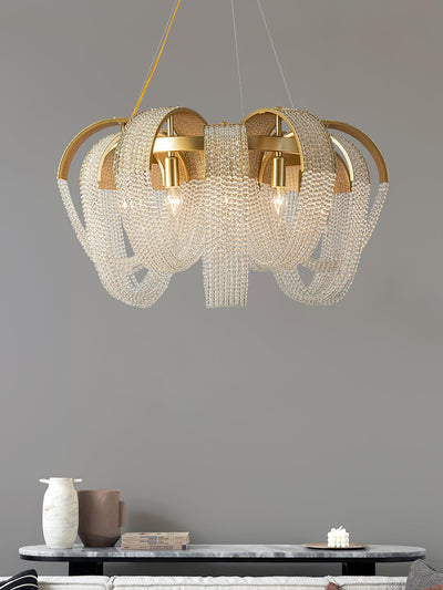 Siv Chandelier Mesh Crystal Gold Waterfall Sparkle