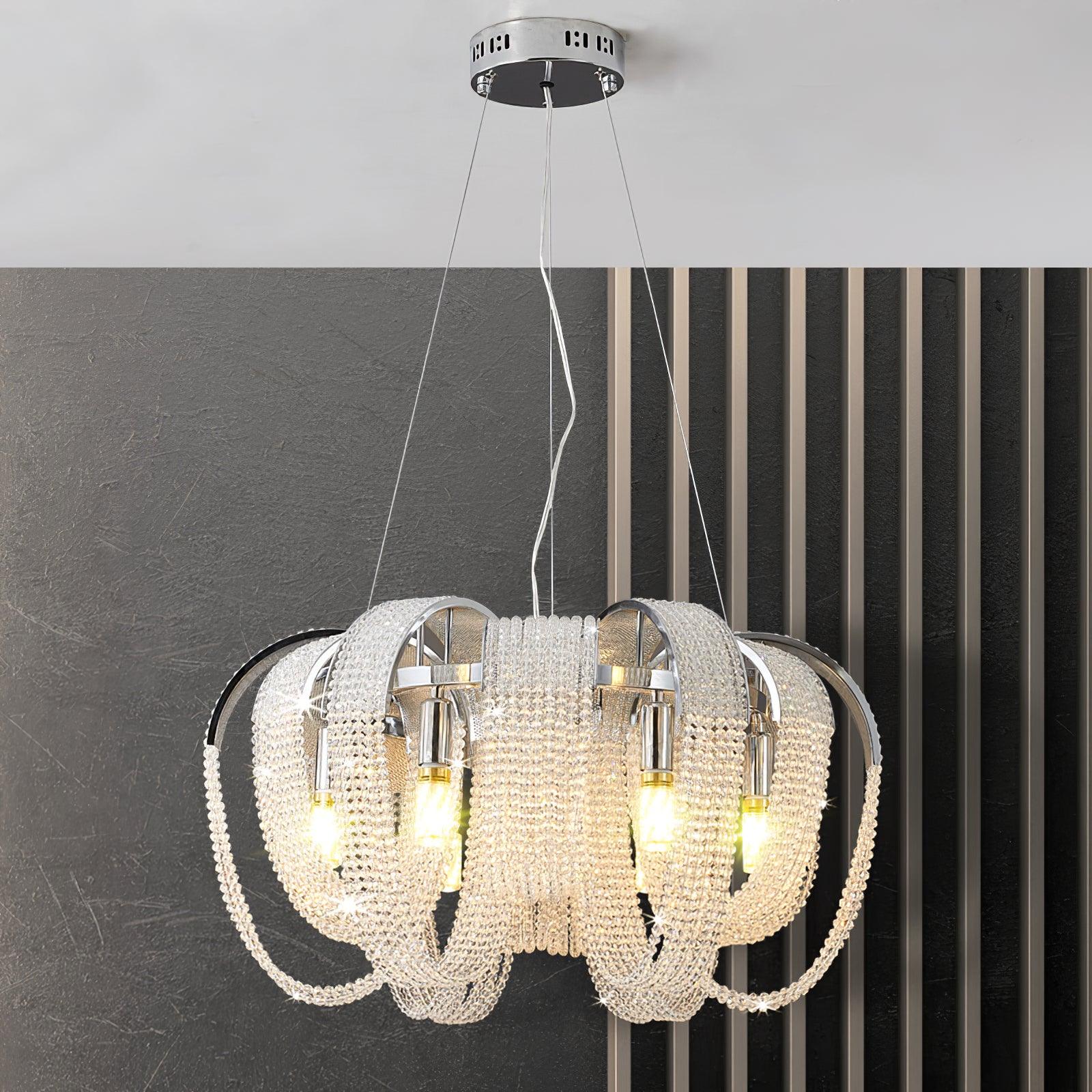 Siv Chandelier Mesh Crystal Gold Waterfall Sparkle