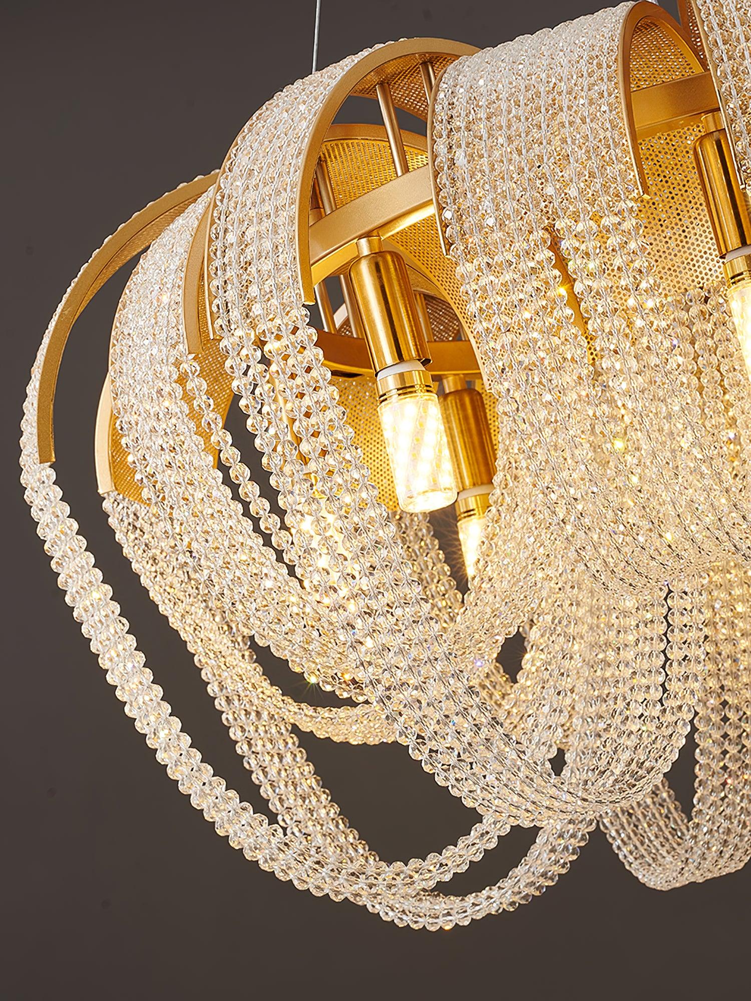 Siv Chandelier Mesh Crystal Gold Waterfall Sparkle