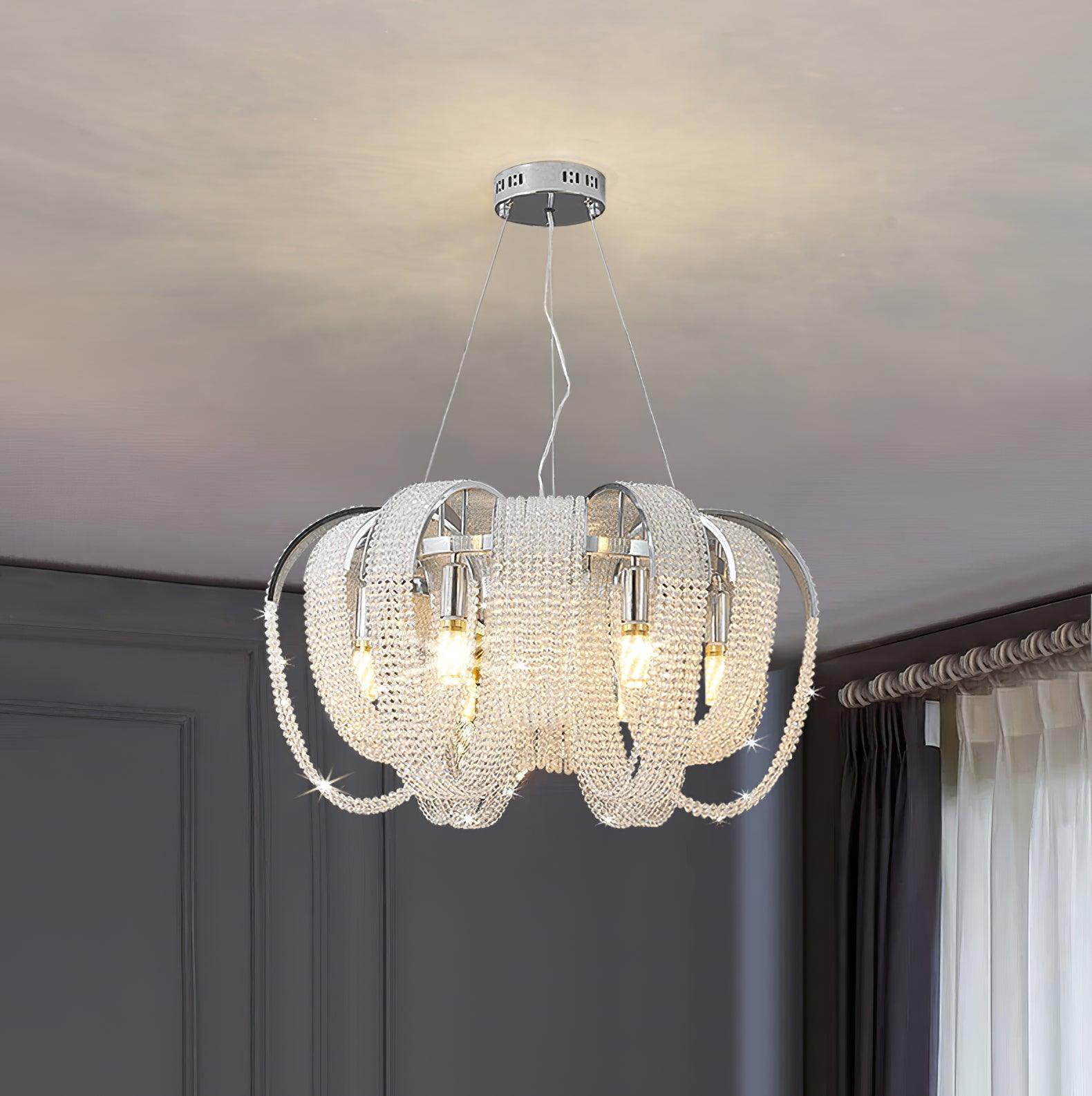 Siv Chandelier Mesh Crystal Gold Waterfall Sparkle