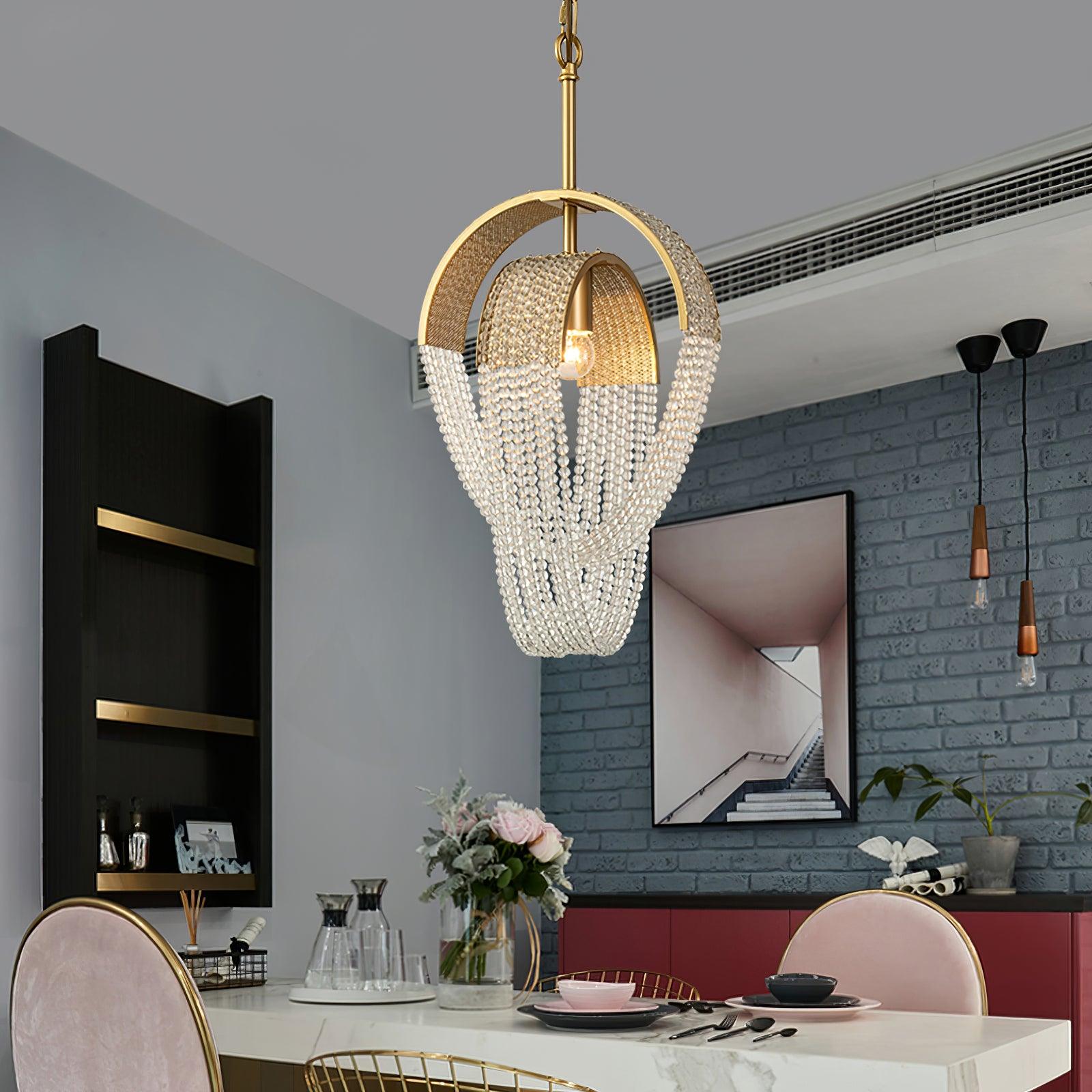 Siv Chandelier Mesh Crystal Gold Waterfall Sparkle