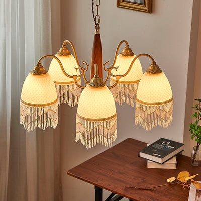 Yave Chandelier Tassel Glass Vintage