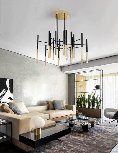 Arixon Chandelier Modern Rods Black Gold