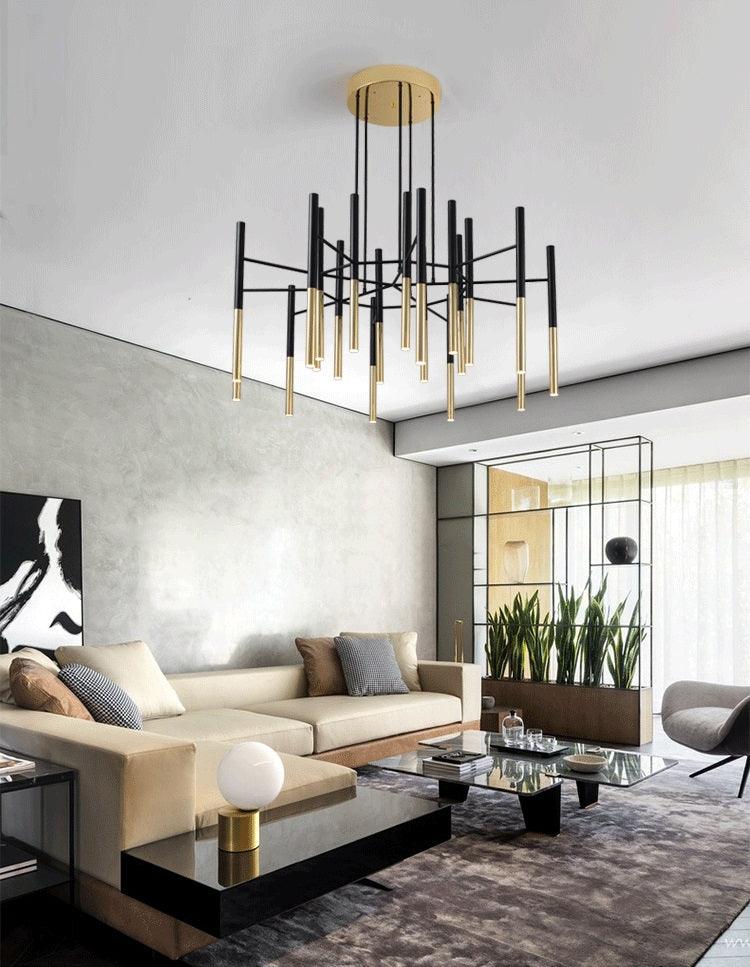 Arixon Chandelier Modern Rods Black Gold