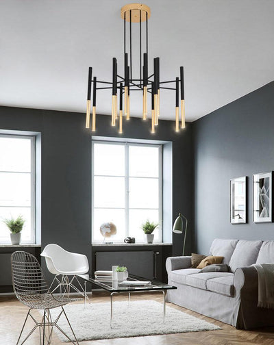 Arixon Chandelier Modern Rods Black Gold