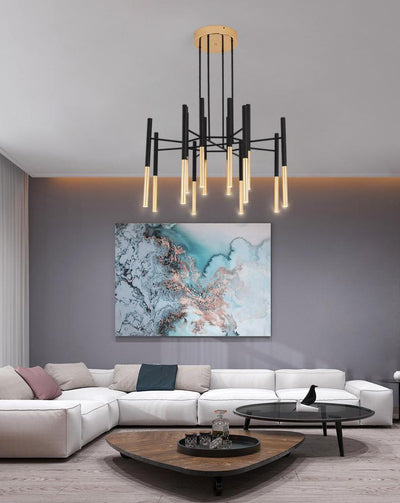 Arixon Chandelier Modern Rods Black Gold