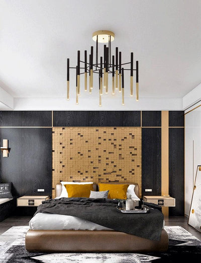 Arixon Chandelier Modern Rods Black Gold