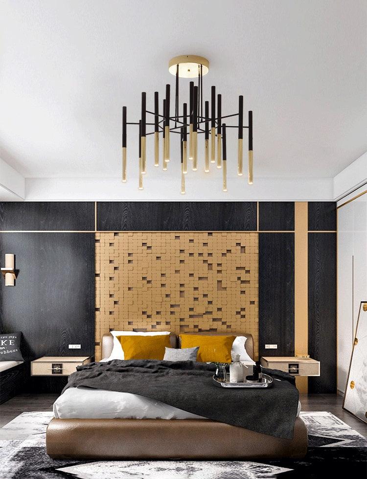 Arixon Chandelier Modern Rods Black Gold