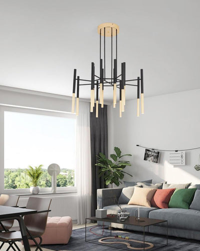 Arixon Chandelier Modern Rods Black Gold