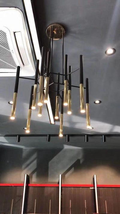 Arixon Chandelier Modern Rods Black Gold