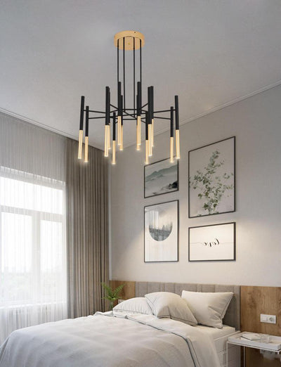 Arixon Chandelier Modern Rods Black Gold