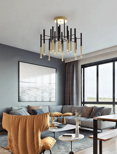 Arixon Chandelier Modern Rods Black Gold