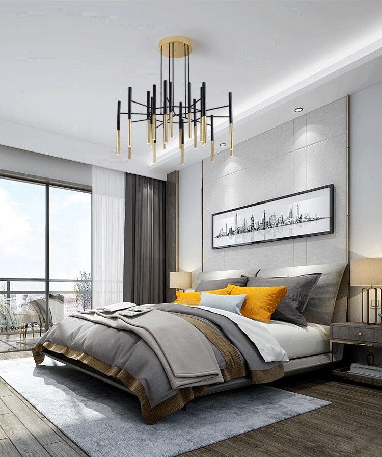 Arixon Chandelier Modern Rods Black Gold