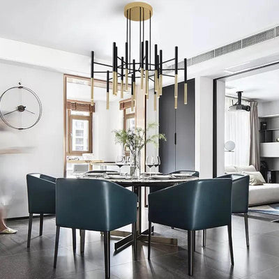 Arixon Chandelier Modern Rods Black Gold