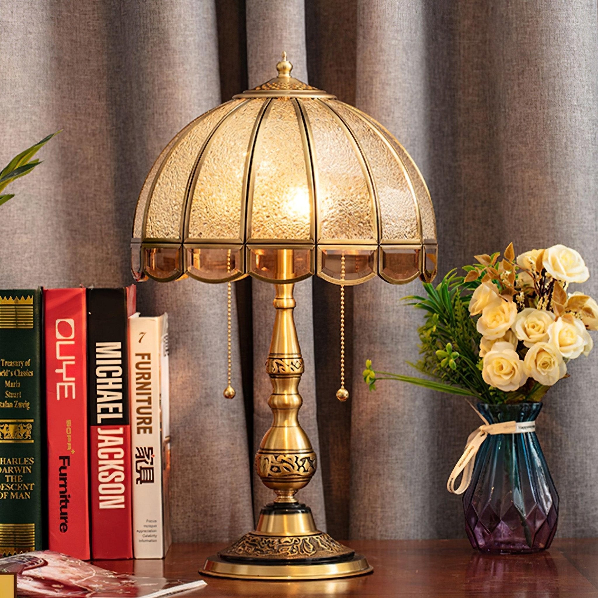 Brillix Brass & Glass Glam Table Lamp - Neutral Decor