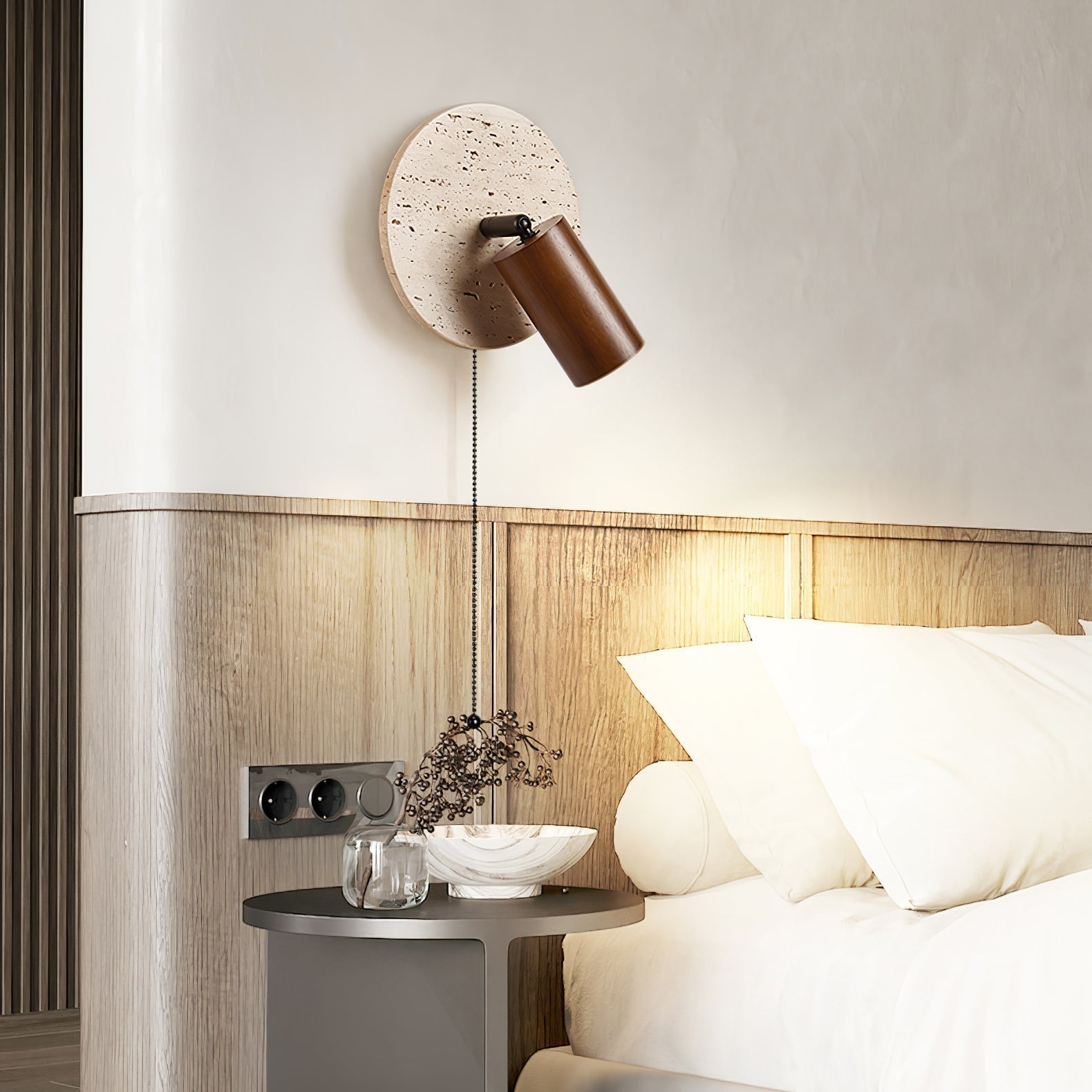 Romino Disc Swing Travertine Wall Light