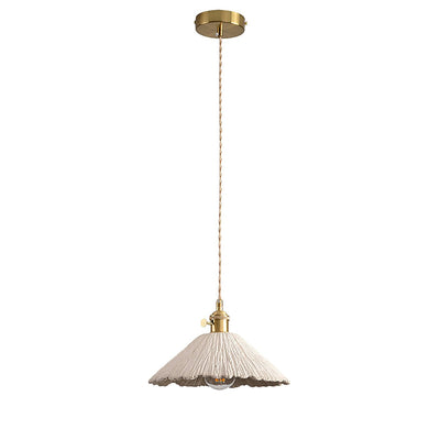 Microcement Pendant Lamp Adjustable Fabric Shade - Neutral Decor