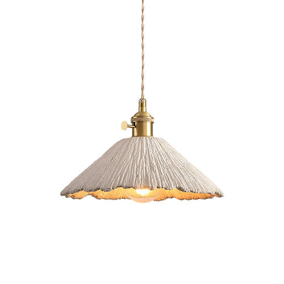 Microcement Pendant Lamp Adjustable Fabric Shade - Neutral Decor