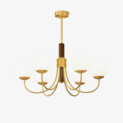 Elverella Chandelier Midas Touch Walnut Sphere Brass