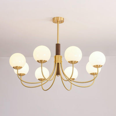 Elverella Chandelier Midas Touch Walnut Sphere Brass