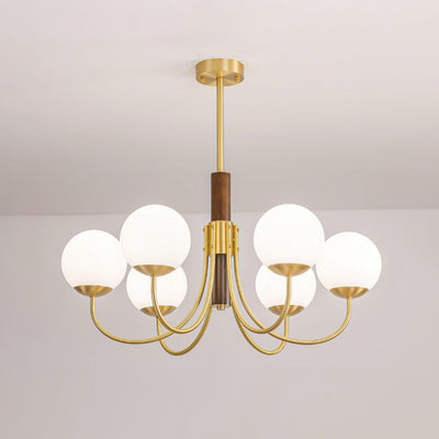 Elverella Chandelier Midas Touch Walnut Sphere Brass