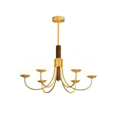 Elverella Chandelier Midas Touch Walnut Sphere Brass