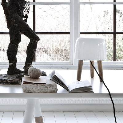 GlowPod Wood Milk Table Lamp